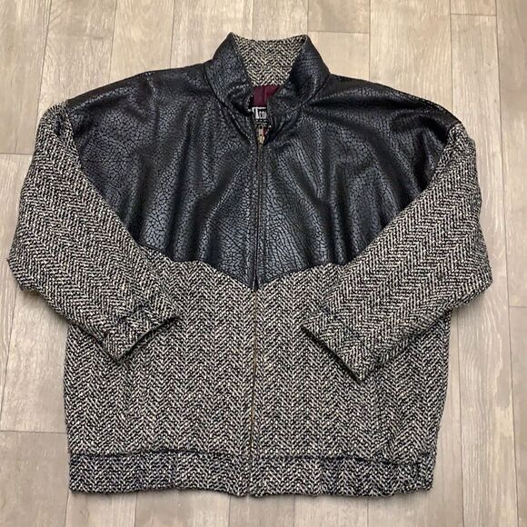 Womens COMINT Vintage Retro Wool Leather Blend Oversized‎ Bomber Jacket - Picture 1 of 10